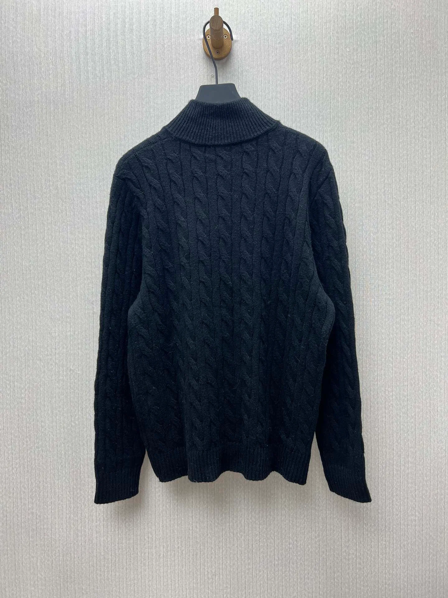 🅿️530 Polo 25ss new solid color pony embroidered long-sleeved sweater for men, black, size: S.M.L.XL.
